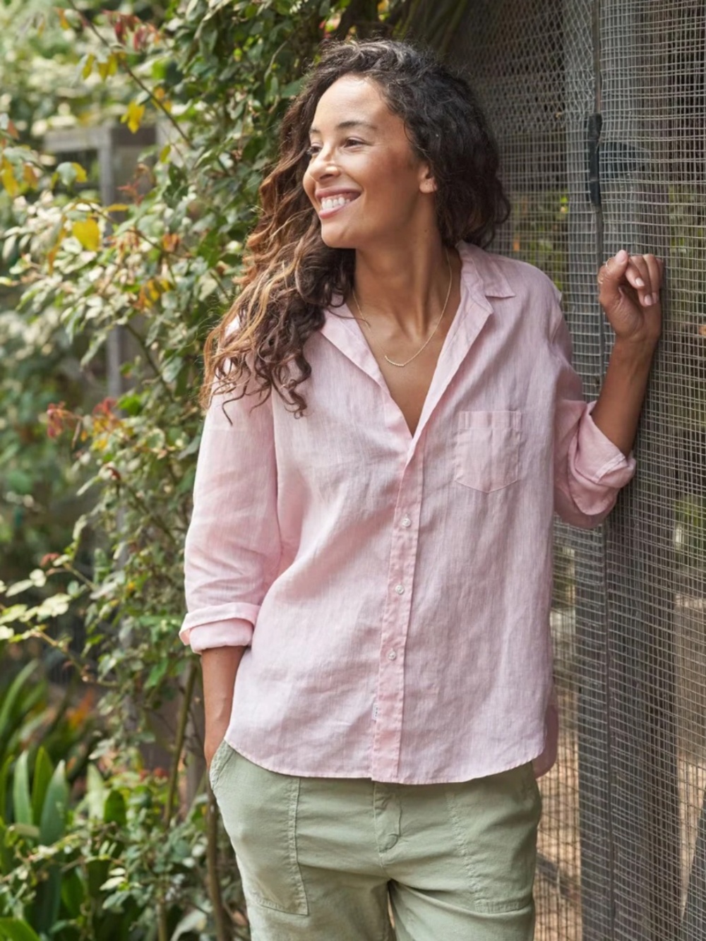 Frank & Eileen - Eileen Woven Button Up in Blush XL